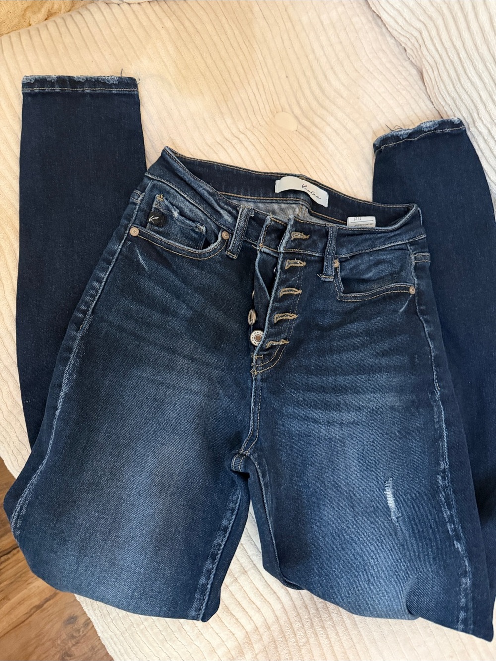 Women's Dark Blue High-Rise Button-Fly Kancan Jeans